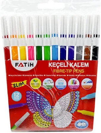 Fatih 12 Renk Slim Keçeli Kalem